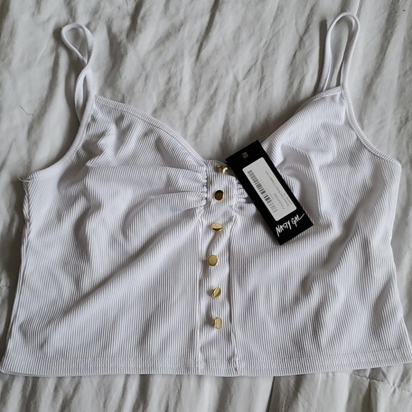 Nasty Gal cropped ribbed cami - size 14 - Picture 1 of 2